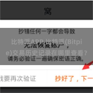 比特派APP 比特派(Bitpie)交易历史记录在哪里查看？